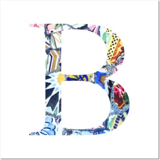 Barcelona Gaudi Mosaic Letter B Beta Sorority Letter Posters and Art